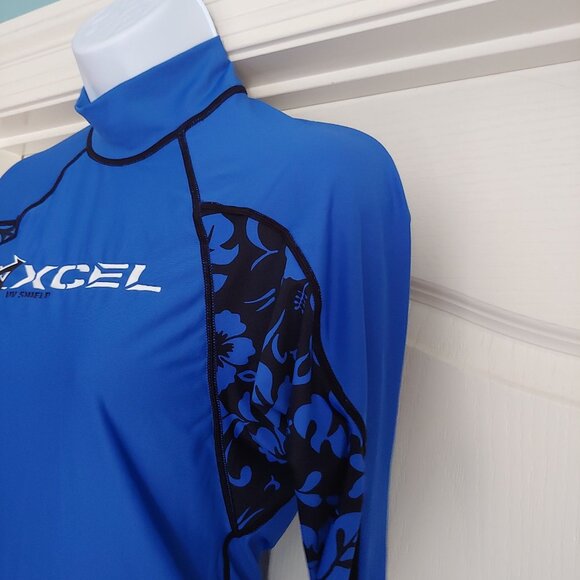 Xcel Hawaii L-Sleeve Blue Compression Surf Swim Rash Guard UPF30+ Sun Protection - Picture 3 of 10